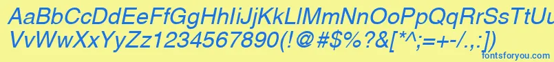フォントHelveticaLtOblique – 青い文字が黄色の背景にあります。