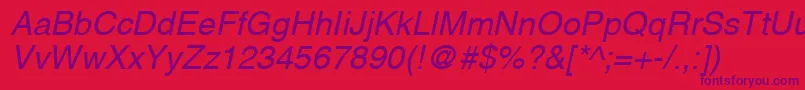 HelveticaLtOblique Font – Purple Fonts on Red Background