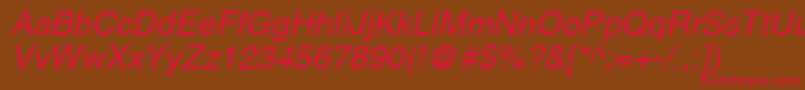 HelveticaLtOblique Font – Red Fonts on Brown Background