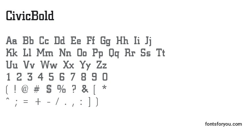 Schriftart CivicBold – Alphabet, Zahlen, spezielle Symbole