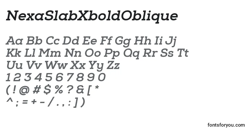 A fonte NexaSlabXboldOblique – alfabeto, números, caracteres especiais