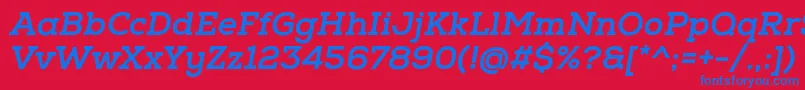 Шрифт NexaSlabXboldOblique – синие шрифты на красном фоне
