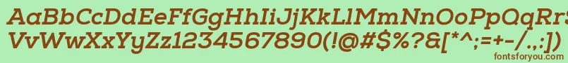 Шрифт NexaSlabXboldOblique – коричневые шрифты на зелёном фоне