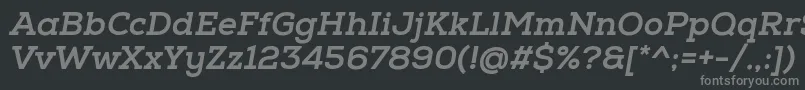 NexaSlabXboldOblique-fontti – harmaat kirjasimet mustalla taustalla