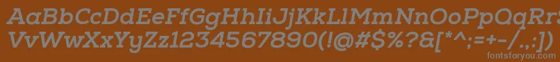 NexaSlabXboldOblique-fontti – harmaat kirjasimet ruskealla taustalla