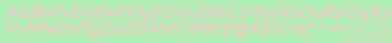 フォントNexaSlabXboldOblique – 緑の背景にピンクのフォント