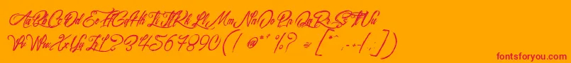 SurfingKiteboarding-Schriftart – Rote Schriften auf orangefarbenem Hintergrund