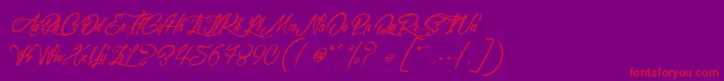 SurfingKiteboarding-Schriftart – Rote Schriften auf violettem Hintergrund