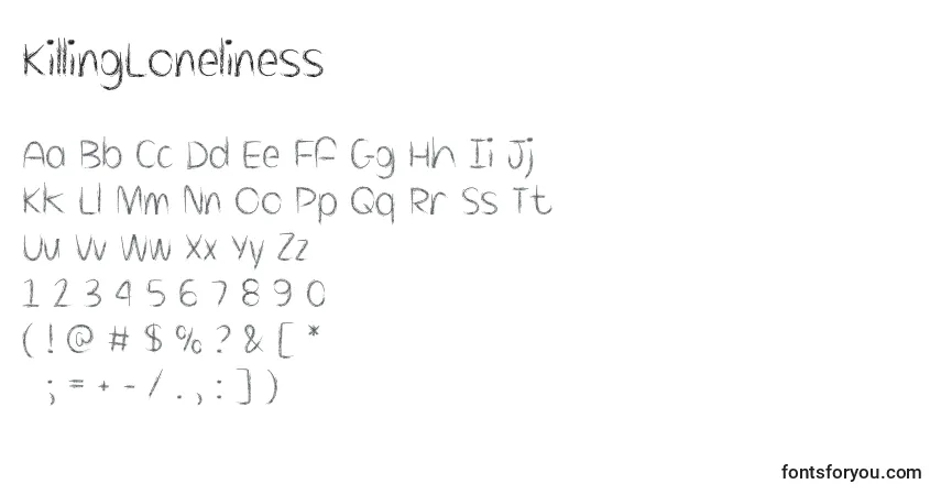 Шрифт KillingLoneliness – алфавит, цифры, специальные символы
