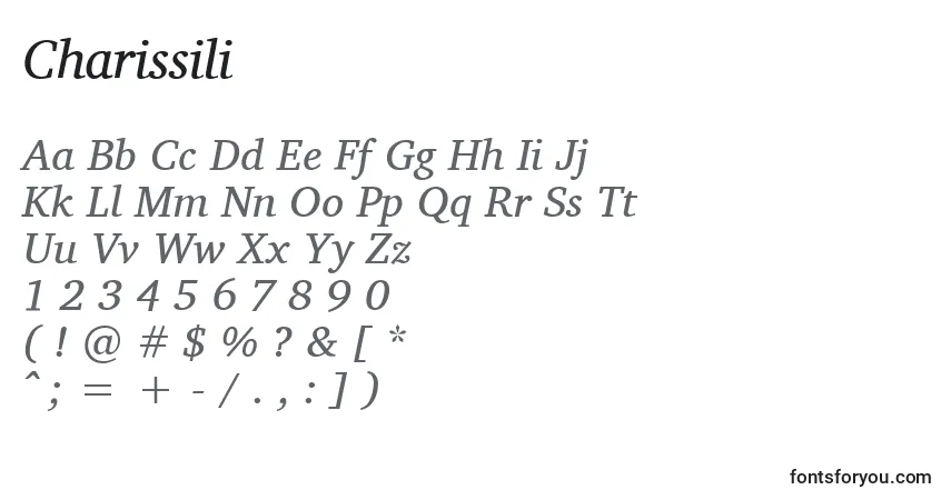 Charissiliフォント–アルファベット、数字、特殊文字