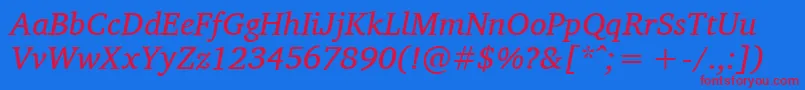 Charissili Font – Red Fonts on Blue Background