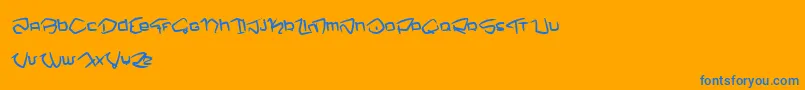 NemoOne-Schriftart – Blaue Schriften auf orangefarbenem Hintergrund