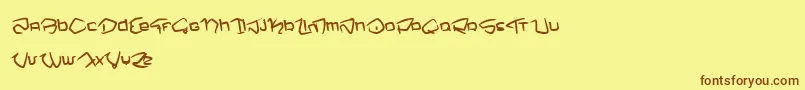 フォントNemoOne – 茶色の文字が黄色の背景にあります。