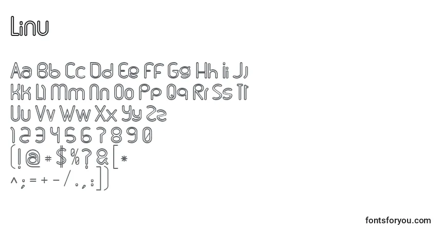 Schriftart Linu (107673) – Alphabet, Zahlen, spezielle Symbole
