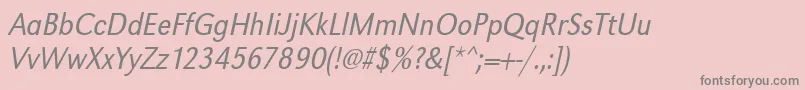 Fonte UrwgrotesktligextnarOblique – fontes cinzas em um fundo rosa
