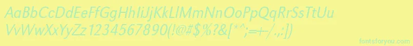 UrwgrotesktligextnarOblique Font – Green Fonts on Yellow Background