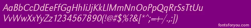 UrwgrotesktligextnarOblique-fontti – vaaleanpunaiset fontit violetilla taustalla