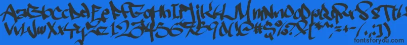 フォントRuthlesswreckin2 – 黒い文字の青い背景
