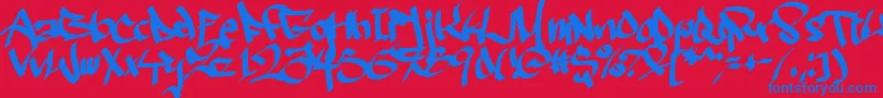 Ruthlesswreckin2 Font – Blue Fonts on Red Background
