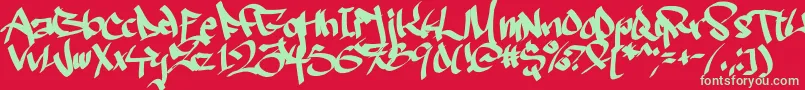 Ruthlesswreckin2 Font – Green Fonts on Red Background