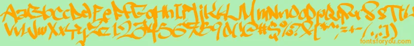 Ruthlesswreckin2 Font – Orange Fonts on Green Background