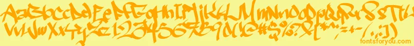 Ruthlesswreckin2 Font – Orange Fonts on Yellow Background