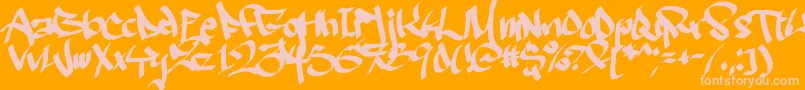 フォントRuthlesswreckin2 – オレンジの背景にピンクのフォント