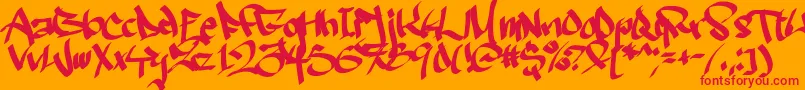 フォントRuthlesswreckin2 – オレンジの背景に赤い文字