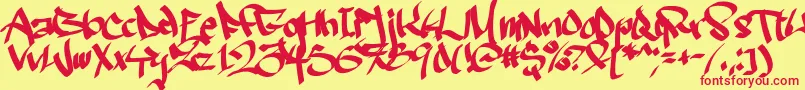 フォントRuthlesswreckin2 – 赤い文字の黄色い背景