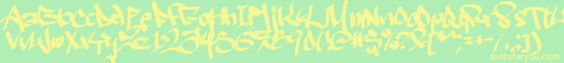 Ruthlesswreckin2 Font – Yellow Fonts on Green Background