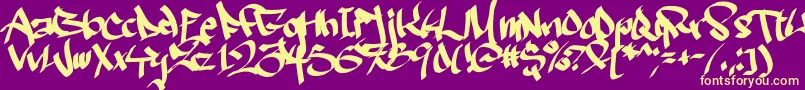 Ruthlesswreckin2 Font – Yellow Fonts on Purple Background