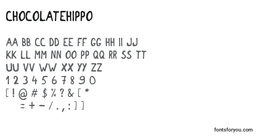 Czcionka ChocolateHippo – alfabet, cyfry, specjalne znaki