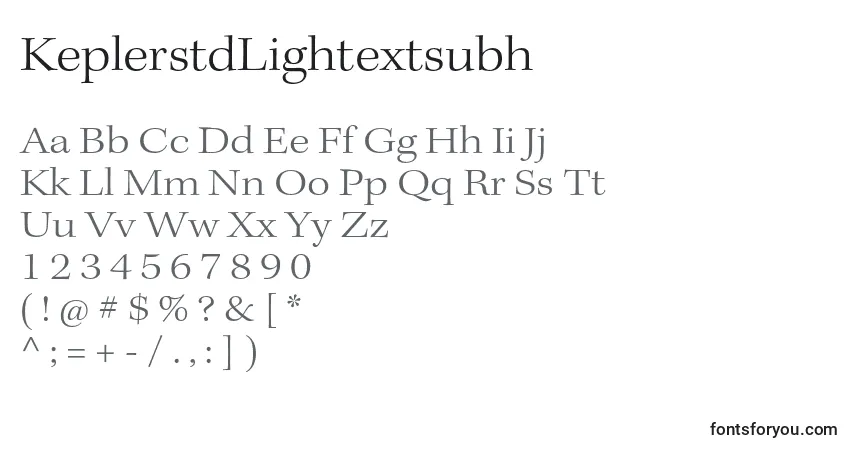 A fonte KeplerstdLightextsubh – alfabeto, números, caracteres especiais