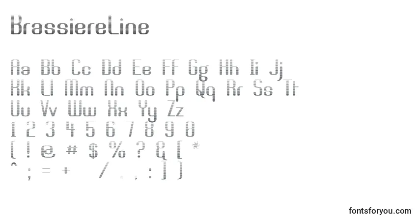 A fonte BrassiereLine – alfabeto, números, caracteres especiais
