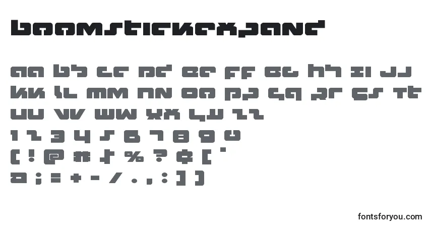 Czcionka Boomstickexpand – alfabet, cyfry, specjalne znaki