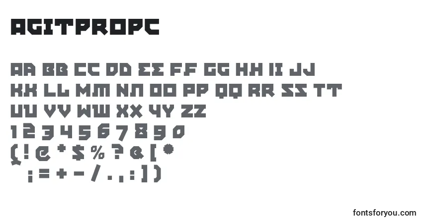 A fonte Agitpropc – alfabeto, números, caracteres especiais