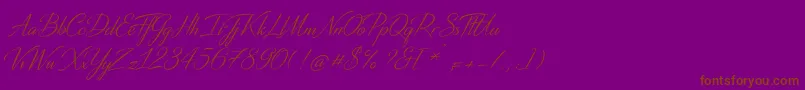 DistantStrokeMedium-Schriftart – Braune Schriften auf violettem Hintergrund