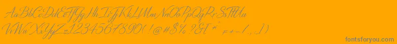 DistantStrokeMedium-Schriftart – Graue Schriften auf orangefarbenem Hintergrund