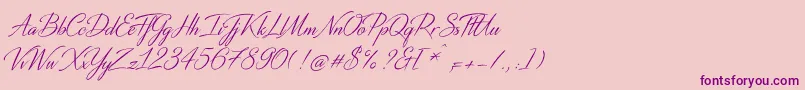 DistantStrokeMedium Font – Purple Fonts on Pink Background