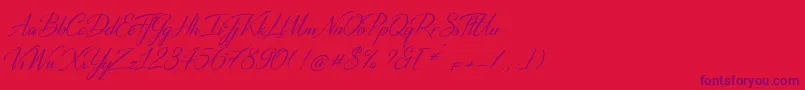 DistantStrokeMedium Font – Purple Fonts on Red Background