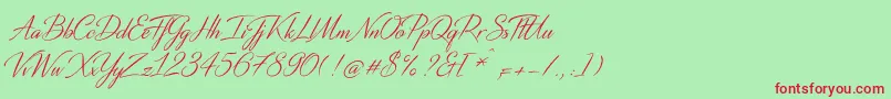 DistantStrokeMedium-Schriftart – Rote Schriften auf grünem Hintergrund