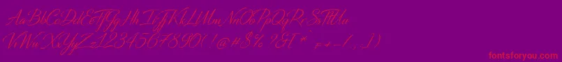 DistantStrokeMedium Font – Red Fonts on Purple Background