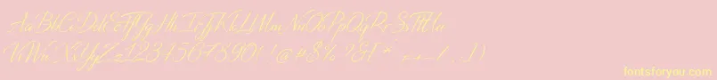 DistantStrokeMedium Font – Yellow Fonts on Pink Background