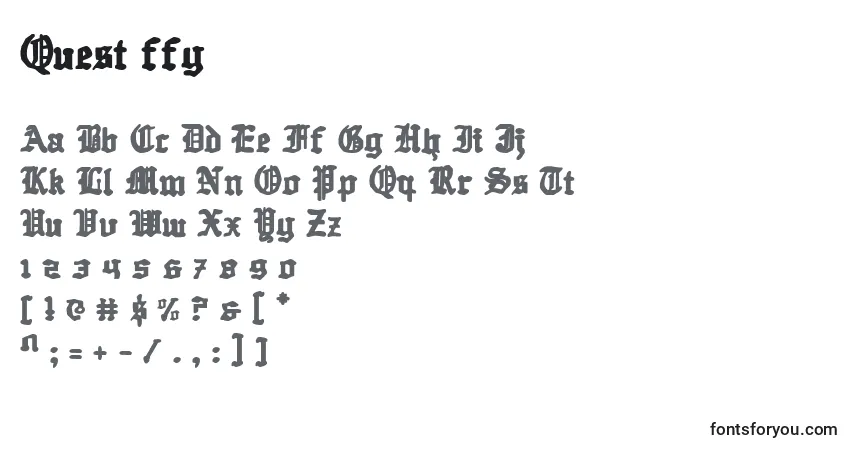 Czcionka Quest ffy – alfabet, cyfry, specjalne znaki