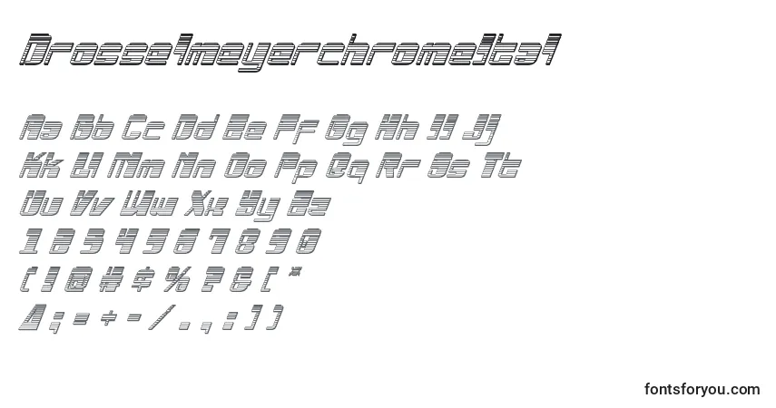A fonte Drosselmeyerchromeital – alfabeto, números, caracteres especiais