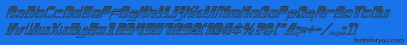 Drosselmeyerchromeital-Schriftart – Schwarze Schriften auf blauem Hintergrund