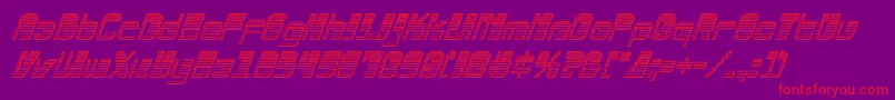 Drosselmeyerchromeital-Schriftart – Rote Schriften auf violettem Hintergrund