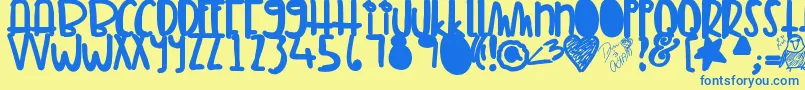 Tunamelt-Schriftart – Blaue Schriften auf gelbem Hintergrund
