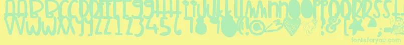 Tunamelt Font – Green Fonts on Yellow Background