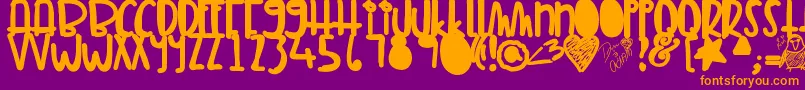 Tunamelt-Schriftart – Orangefarbene Schriften auf violettem Hintergrund